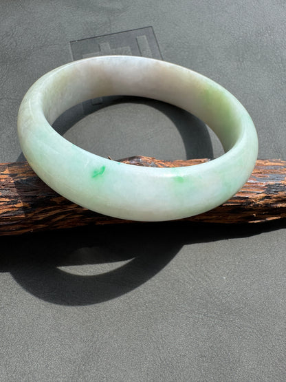 #0302 Sun Green Lavender Yellow Jade Bangle Size 59.4