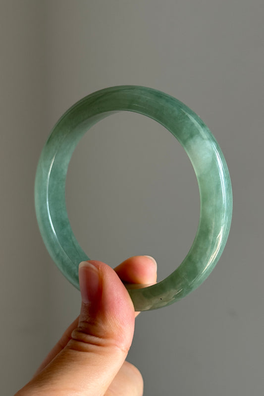 #0383 Icy Lake Green Jade Bangle Size 56.1