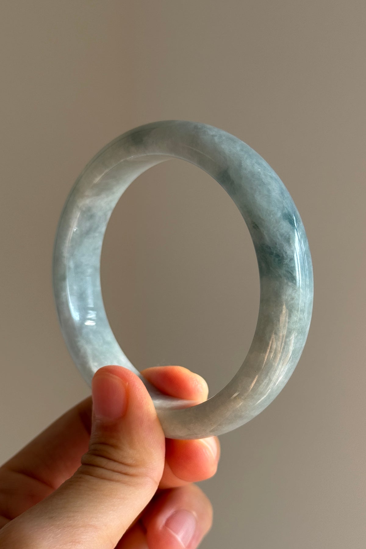 #0457 Blue Jade Bangle Size 58.6