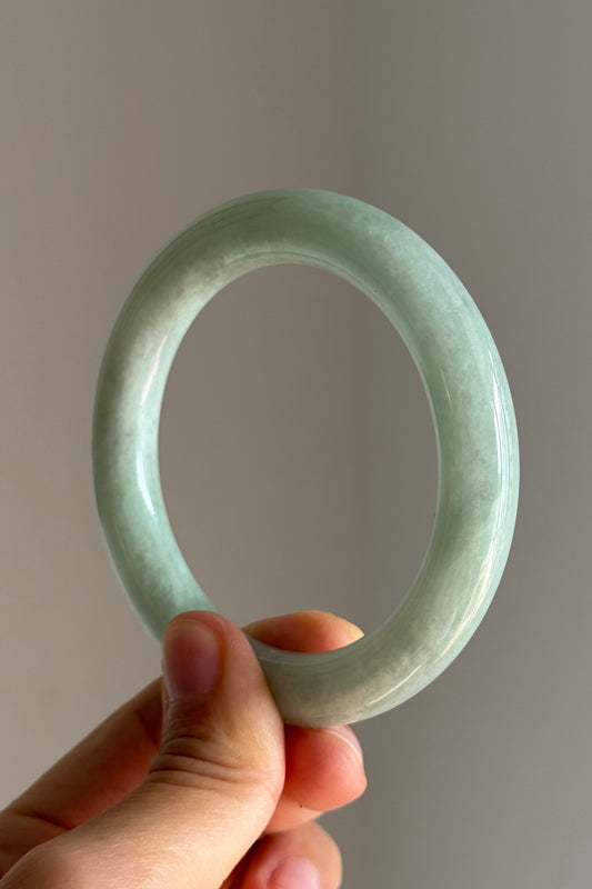 #0422 Icy Lotus Green Jade Bangle Size 56.3 (fits up to 57.3)