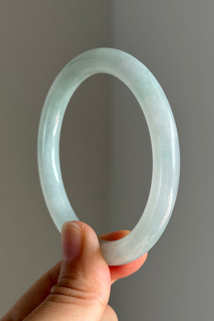 #0385 Icy Light Green Jade Bangle Size 55.6 (fits up to 57.6)