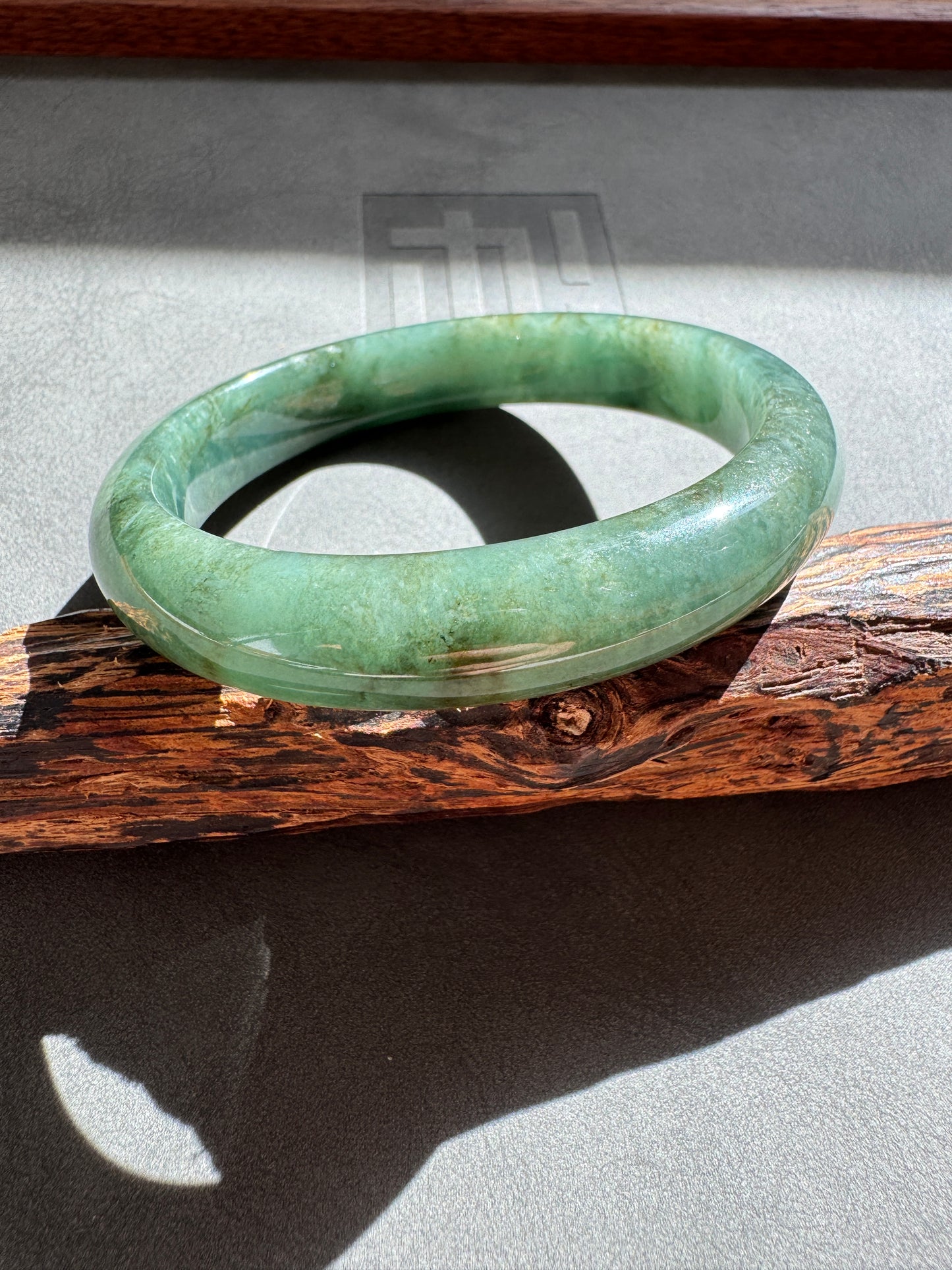 #0318 Rich Olive Green Jade Bangle Size 58