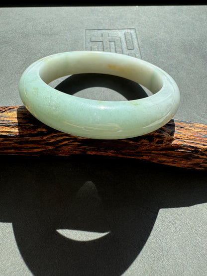 #0450 Icy Lotus Green Jade Bangle Size 58.3