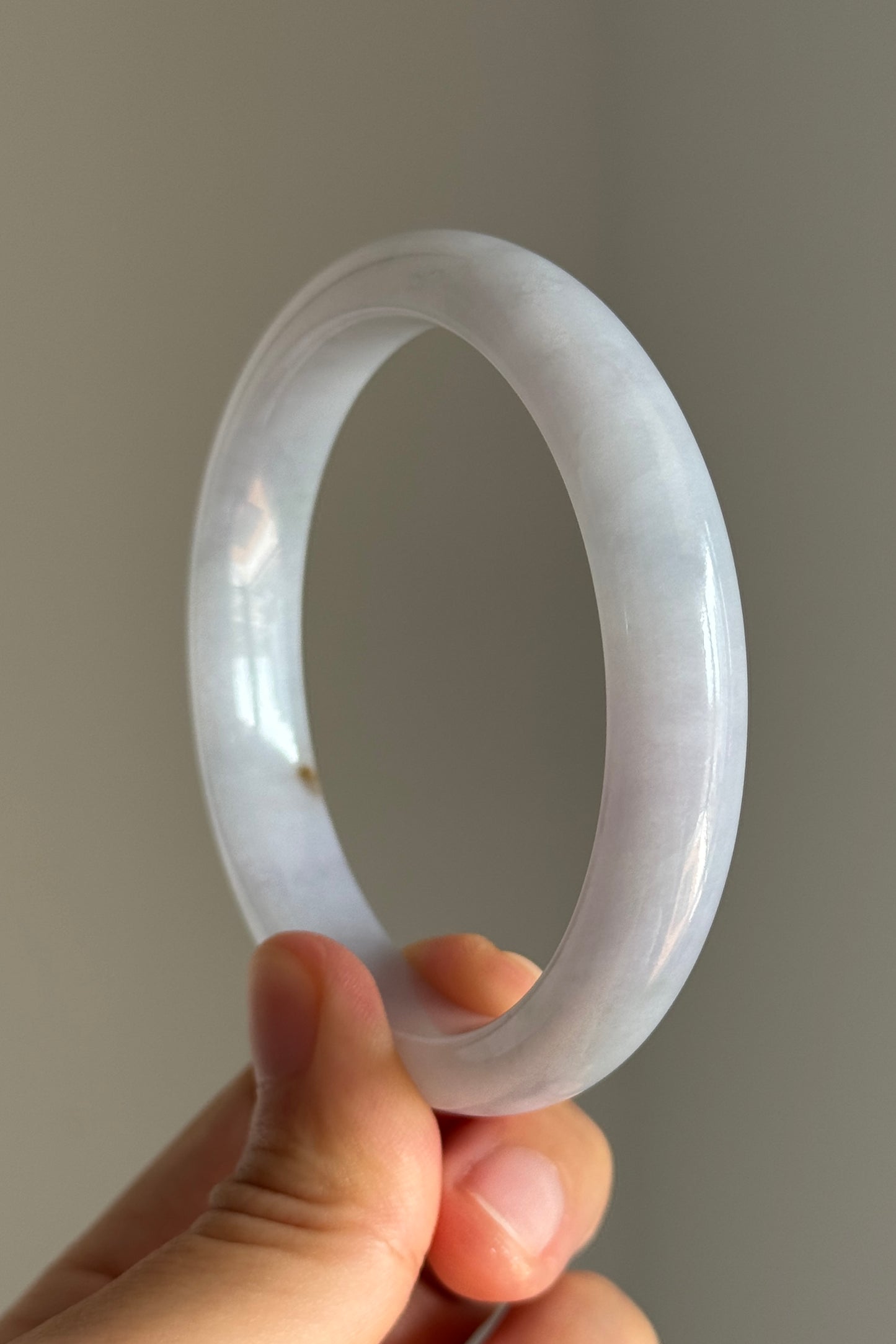#0420 Icy Lavender Green Yellow Flower Jade Bangle Size 57.5