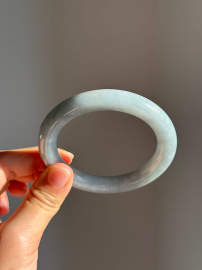 #0433 Light Blue Lavender Round Jade Bangle Size 54.3 (fits up to 55.5)
