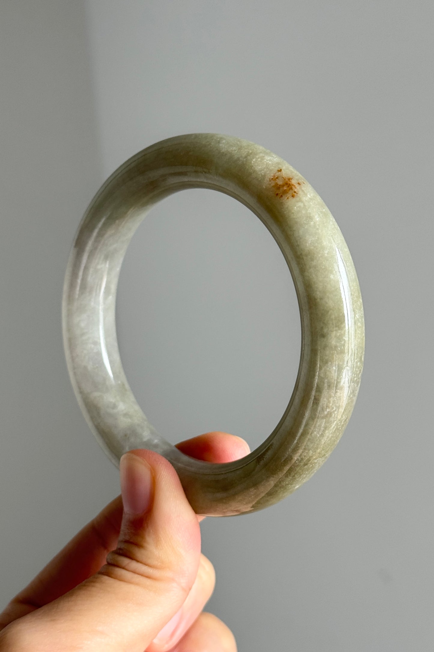 #0364 Yellowish Green Jade Bangle Size 56.2 (fits up to 57.2)