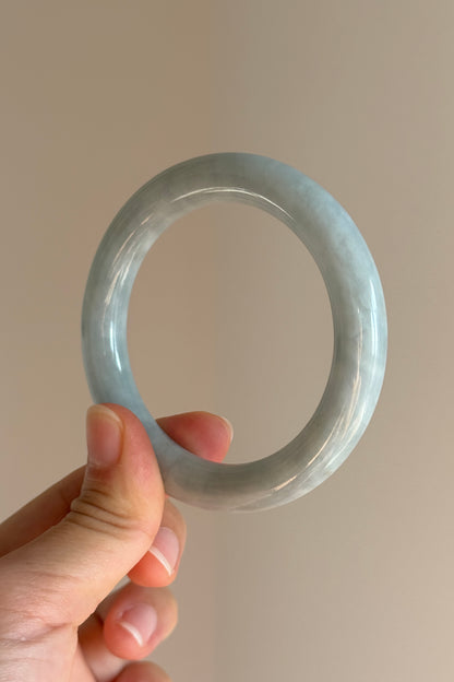 #0433 Light Blue Lavender Round Jade Bangle Size 54.3 (fits up to 55.5)