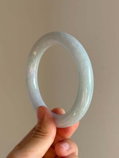 #0458 Icy Light Green Lavender Round Jade Bangle Size 60 (fits up to 61mm)