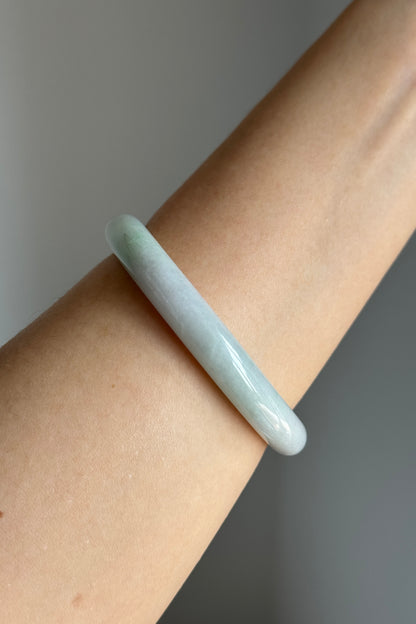 #0371 Lotus Green Yellow Jade Bangle Size 57.2