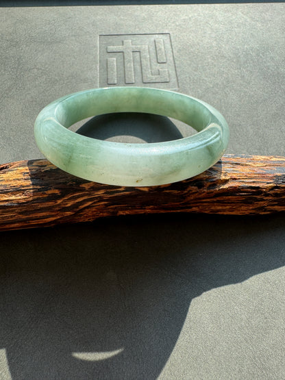 #0440 Icy Bluish Green Blue Water Jade Bangle Size 52.2