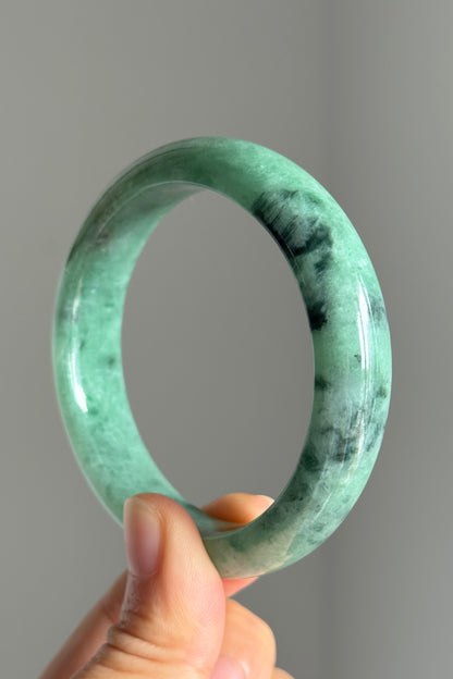 #0379 Rich Green Ink Jade Bangle Size 56.8