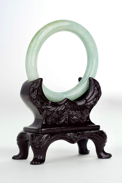 #0186 Lotus Green Yellow Jade Bangle Size 56.5 (fits up to 58)