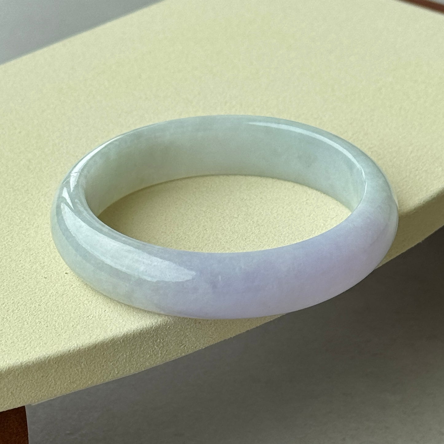#0225 Icy Lavender Light Green Jade Bangle Size 56.1