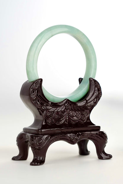 #0183 Lotus Green Jade Bangle Size 59