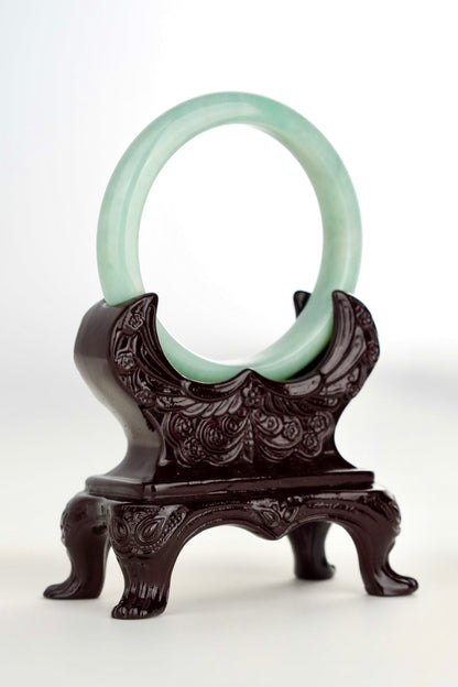 #0183 Lotus Green Jade Bangle Size 59