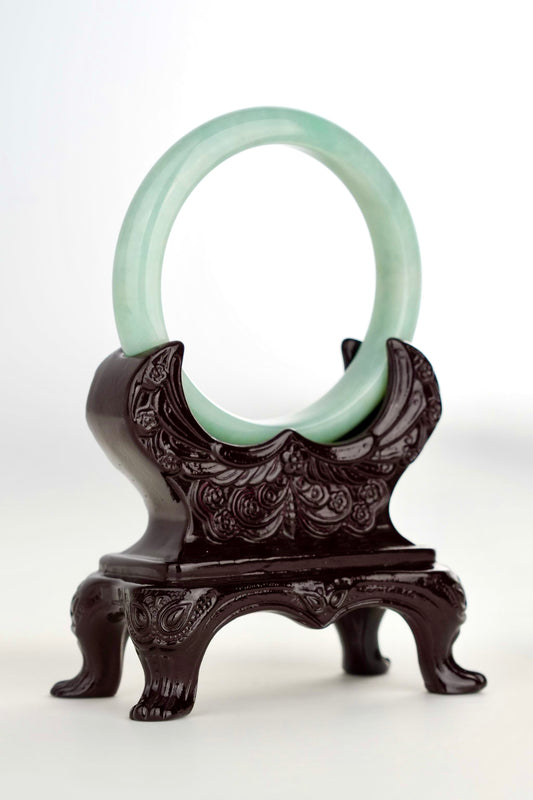 #0183 Lotus Green Jade Bangle Size 59