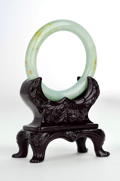 #0186 Lotus Green Yellow Jade Bangle Size 56.5 (fits up to 58)