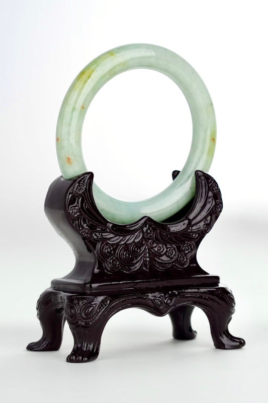 #0186 Lotus Green Yellow Jade Bangle Size 56.5 (fits up to 58)