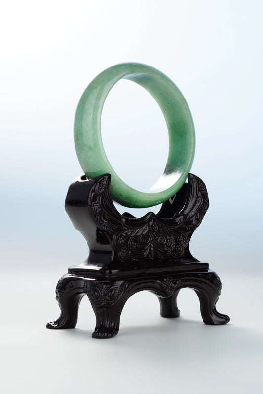 #0112 Pine Green Yellow Jadeite Jade Bangle Size 59