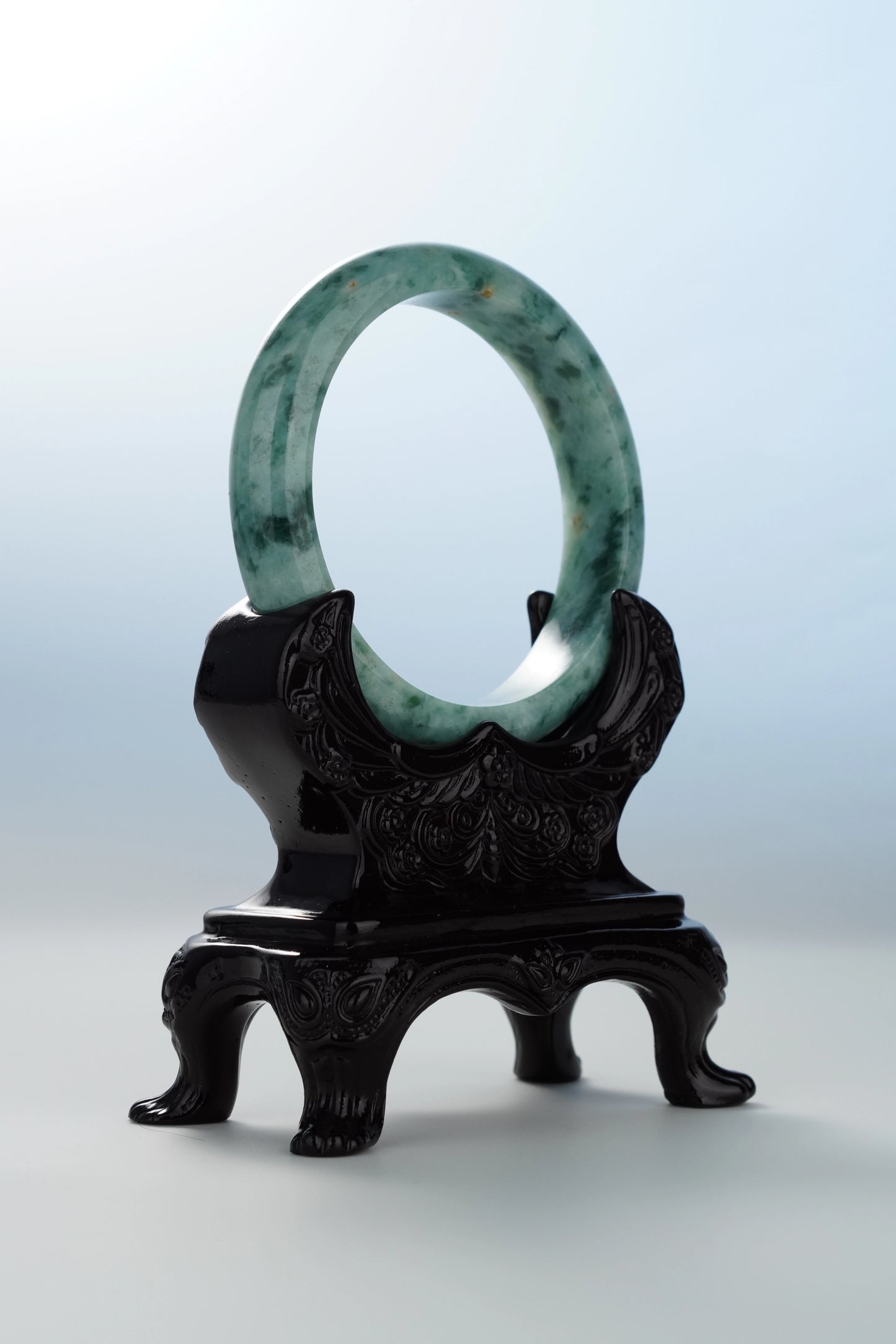 #0123 Forest Green Yellow Jadeite Jade Bangle Size 59.2