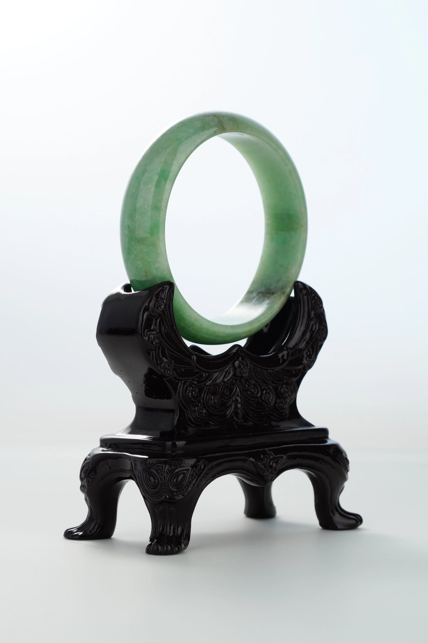 #0160 Pine Green Jadeite Jade Bangle Size 56.5