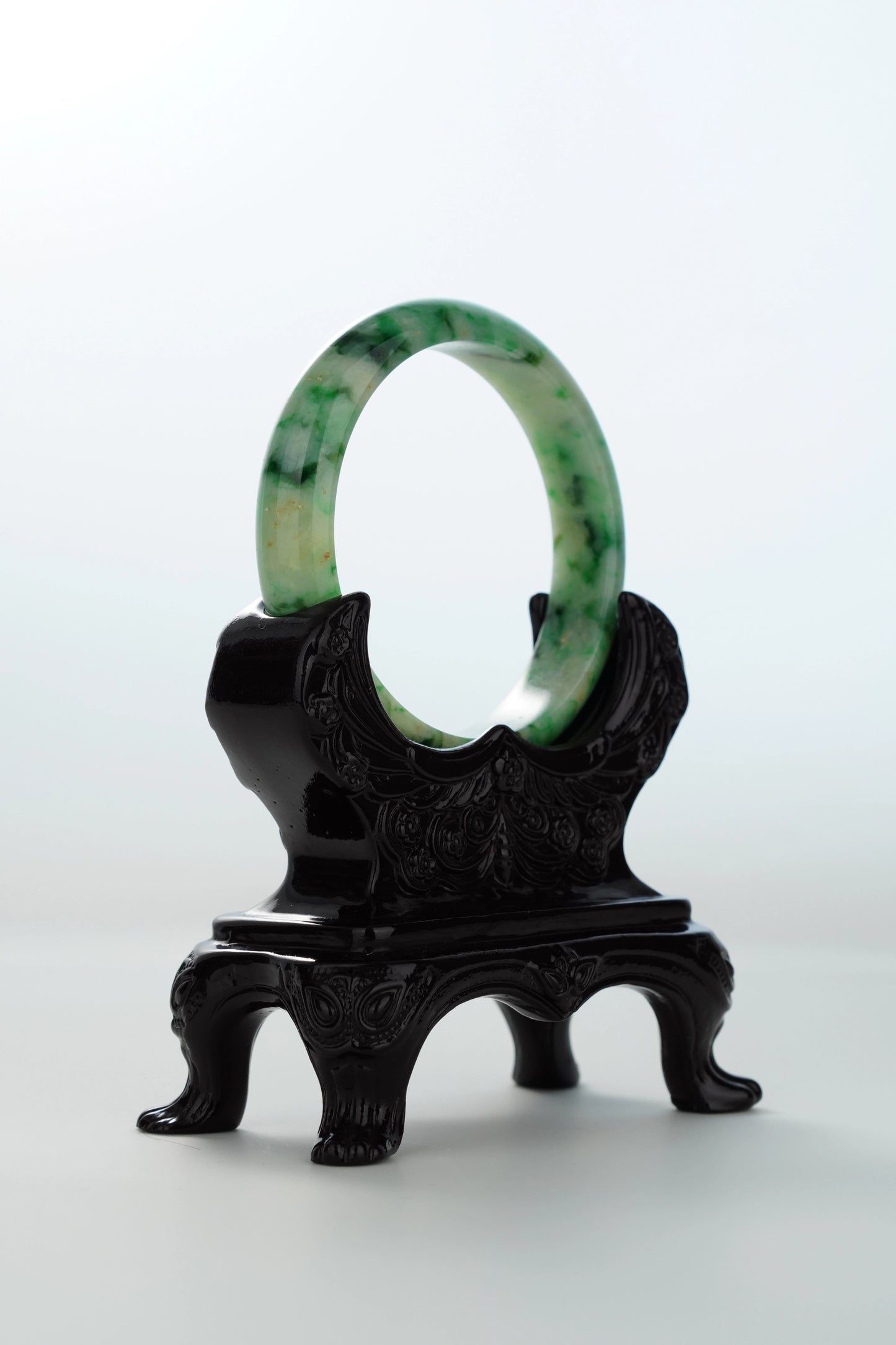 #0172 Rich Green Yellow Jadeite Jade Bangle Size 56