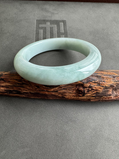 #0346 Bluish Green Jade Bangle Size 55.2
