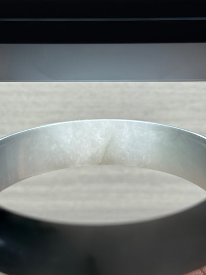 #0456 Icy Bluish Green Flower Jade Bangle Size 57.8