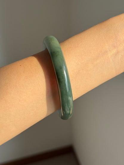 #0405 Icy Rich Olive Green Jade Bangle Size 60 (fits up to 61)
