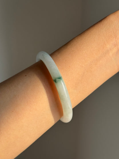 #0415 Icy Green Flower Jade Bangle Size 56.2 (fits up to 58.2)