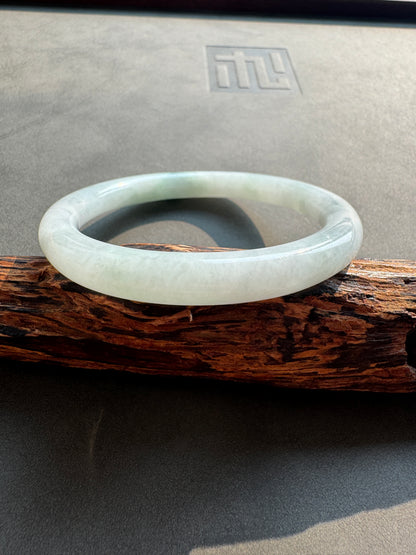 #0415 Icy Green Flower Jade Bangle Size 56.2 (fits up to 58.2)