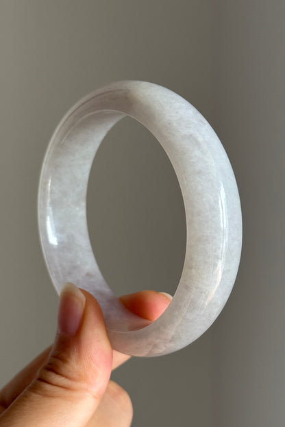 #0406 Icy Light Lavender White Jade Bangle Size 56.5