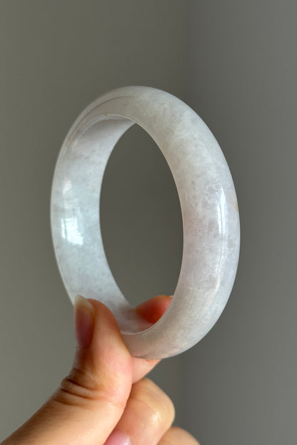 #0406 Icy Light Lavender White Jade Bangle Size 56.5
