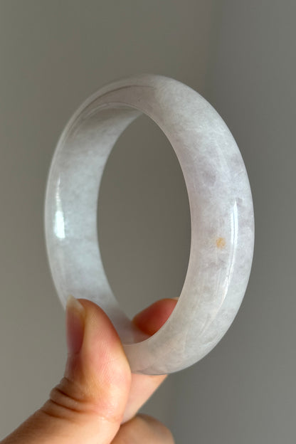 #0406 Icy Light Lavender White Jade Bangle Size 56.5