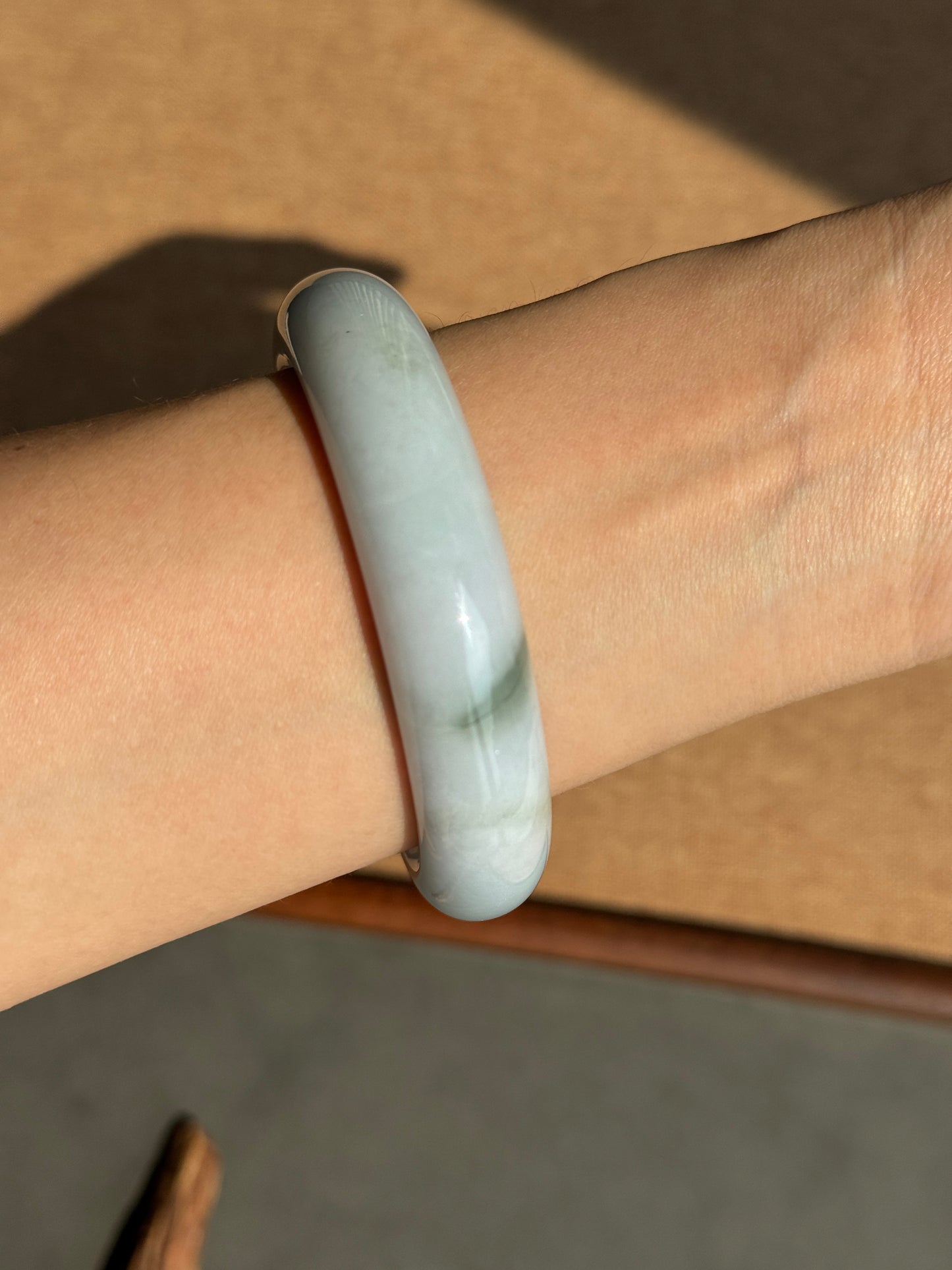 #0407 Baby Blue Jade Bangle Size 57.7
