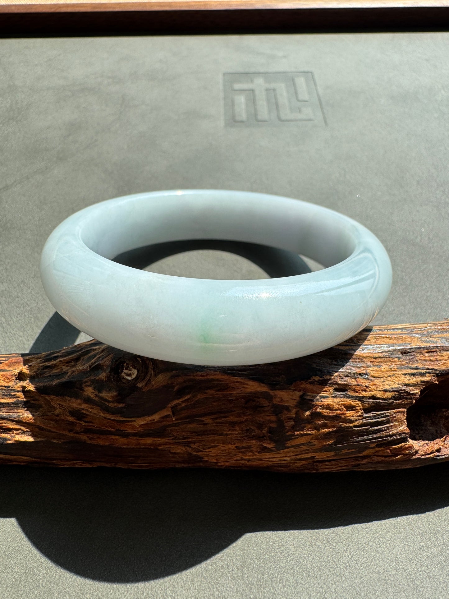 #0407 Baby Blue Jade Bangle Size 57.7