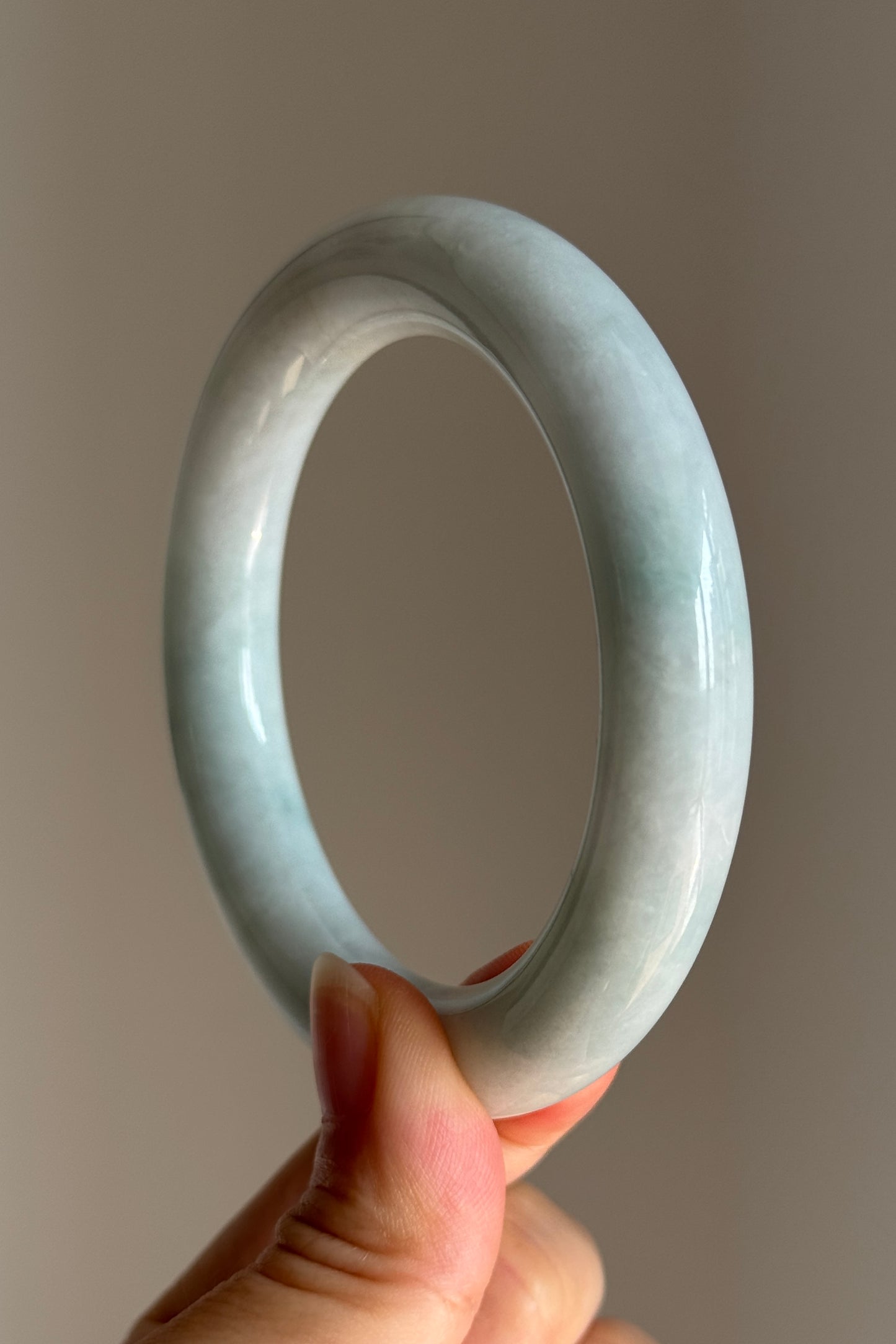 #0408 Bluish Green Flower Jade Bangle Size 57 (fits up to 58)