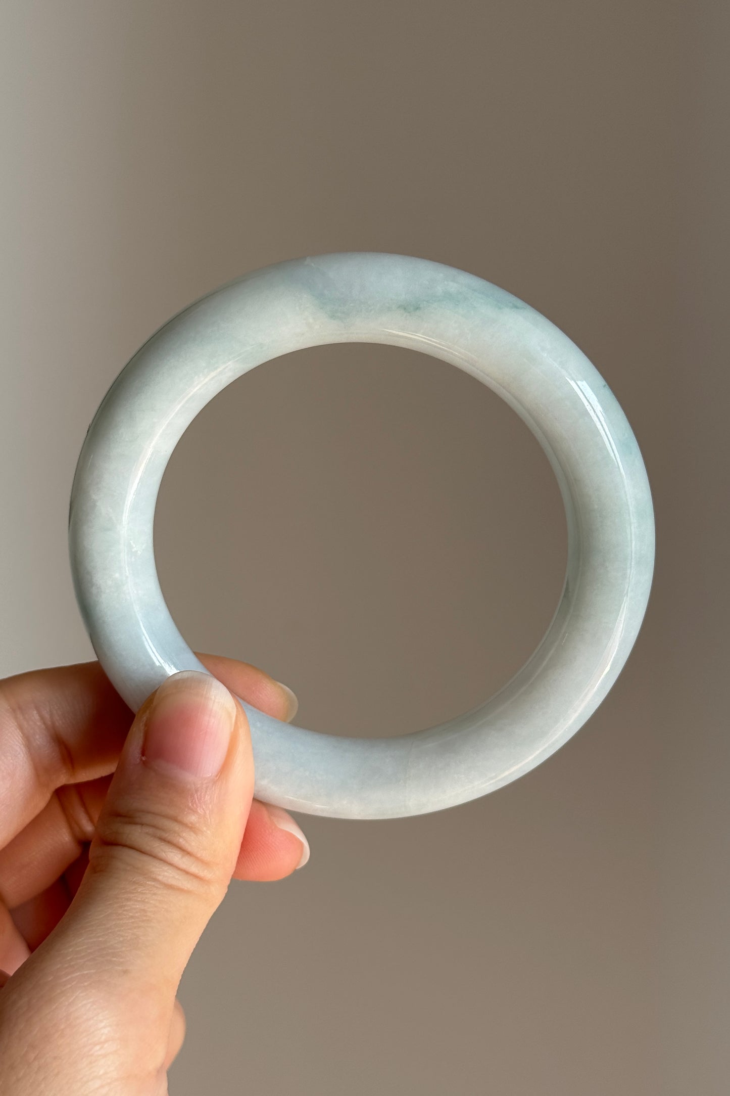 #0408 Bluish Green Flower Jade Bangle Size 57 (fits up to 58)