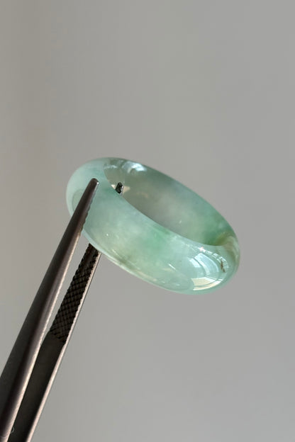#R0613 Icy Light Green Jadeite Jade Band Ring Size 5.25