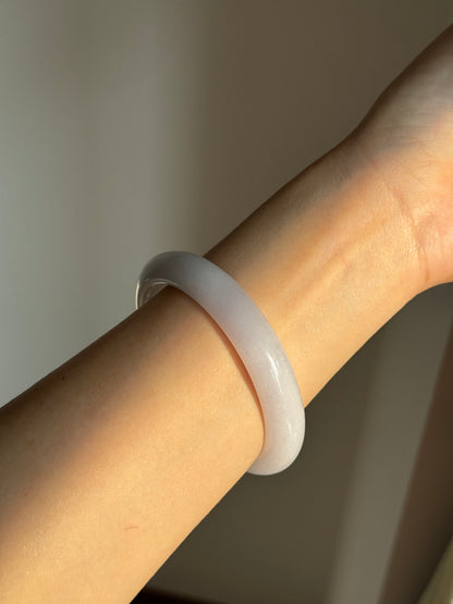 #0414 Icy Pink Lavender Yellow Golden Flecks Jade Bangle Size 57