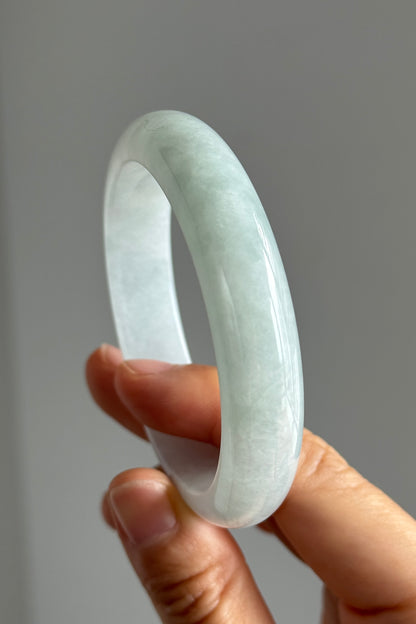 #0334 Icy Baby Blue Jade Bangle Size 56