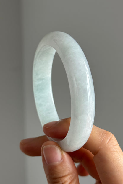 #0334 Icy Baby Blue Jade Bangle Size 56
