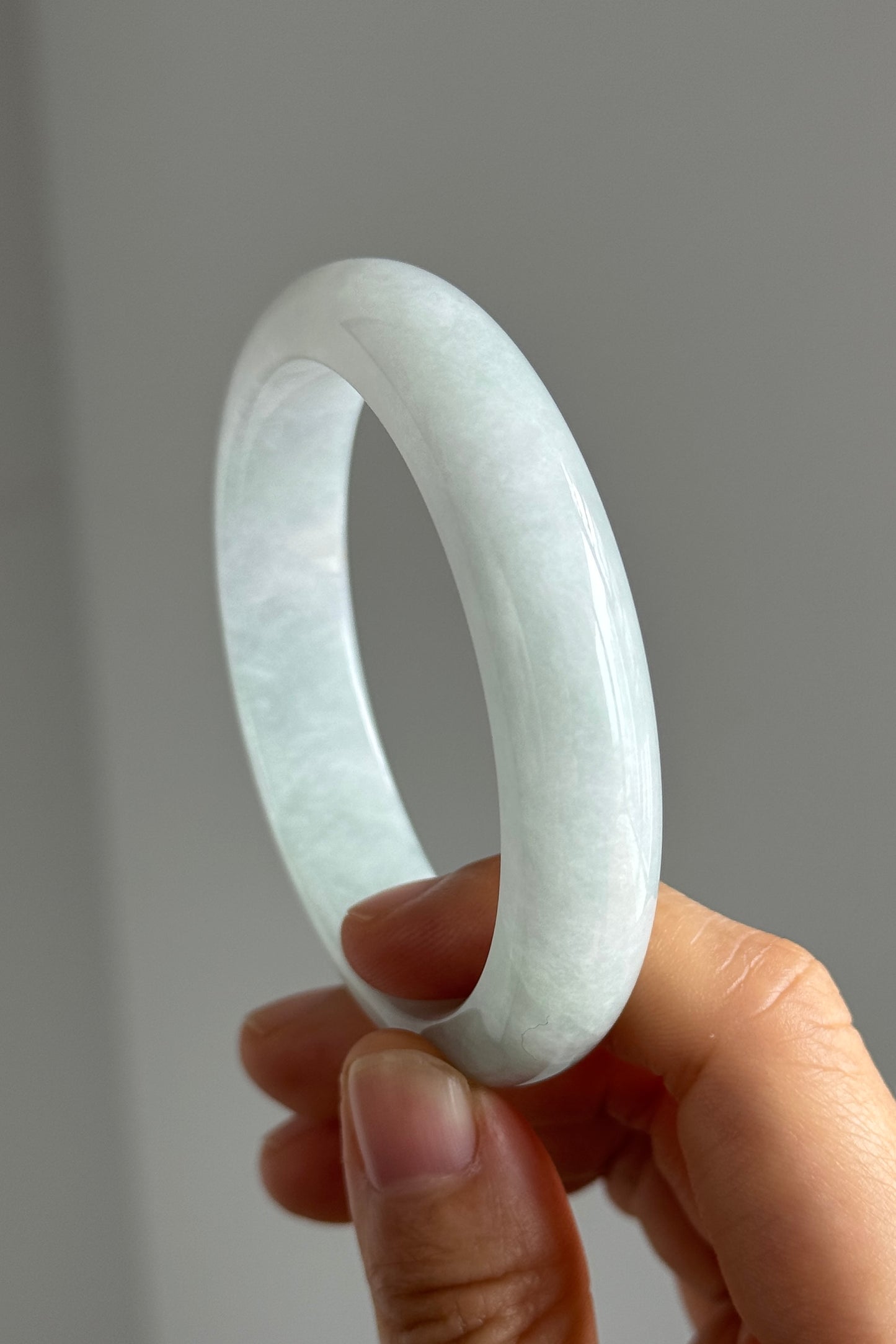 #0334 Icy Baby Blue Jade Bangle Size 56