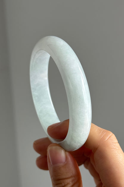 #0334 Icy Baby Blue Jade Bangle Size 56