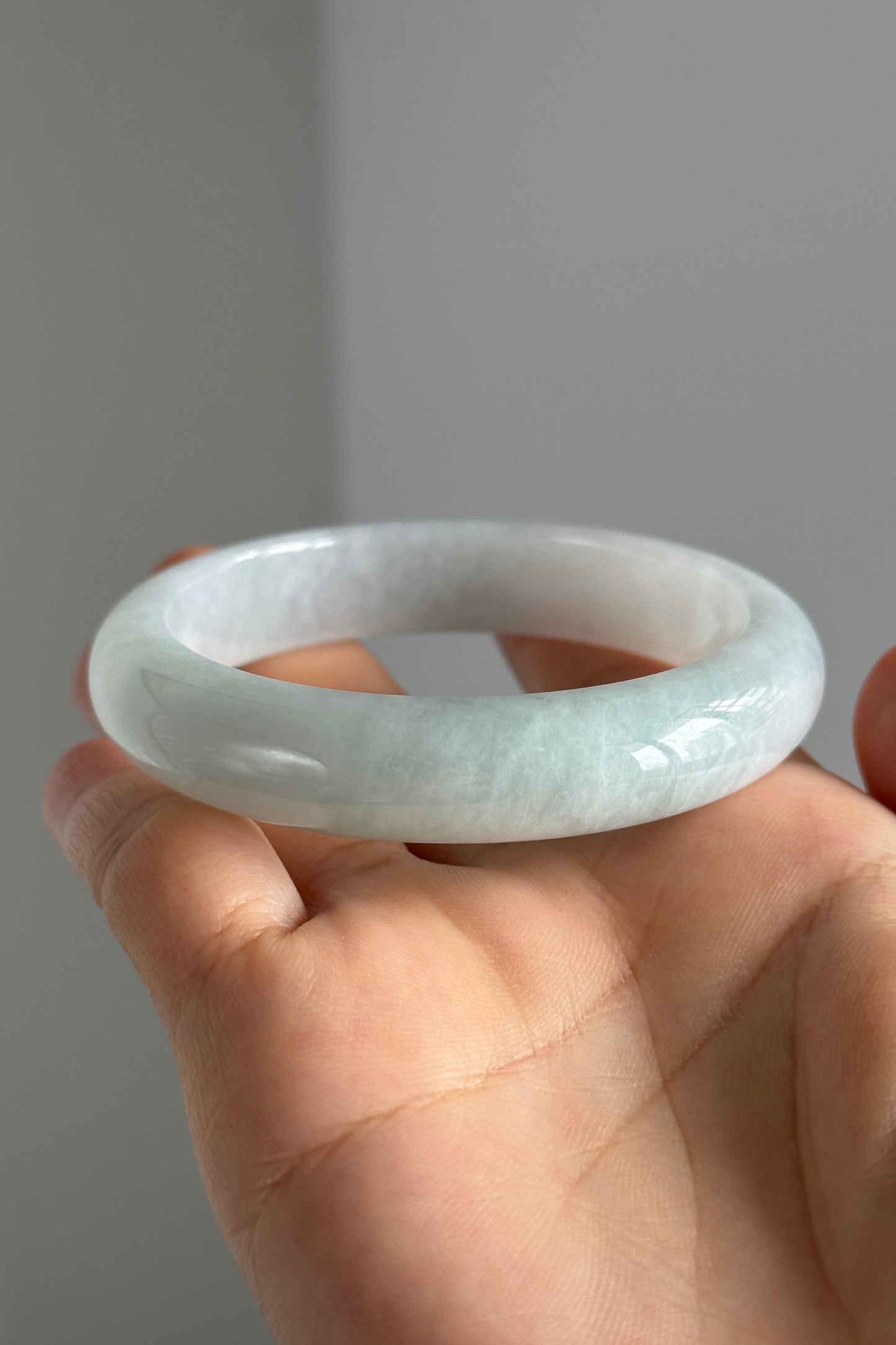 #0334 Icy Baby Blue Jade Bangle Size 56