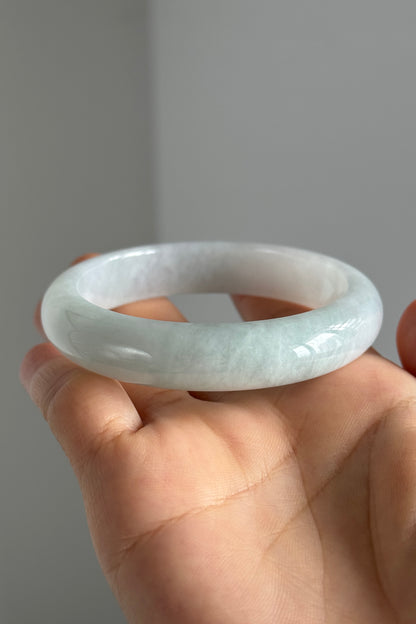 #0334 Icy Baby Blue Jade Bangle Size 56