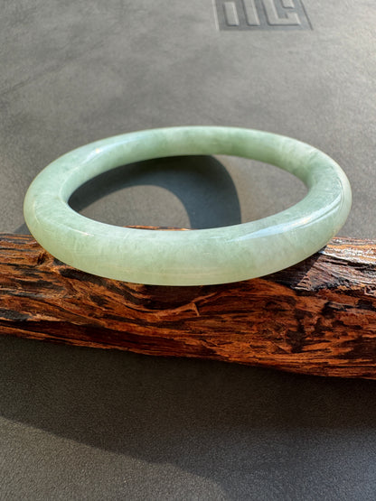 #0412 Icy Apple Green Jade Bangle Size 53 (fits up to 55)
