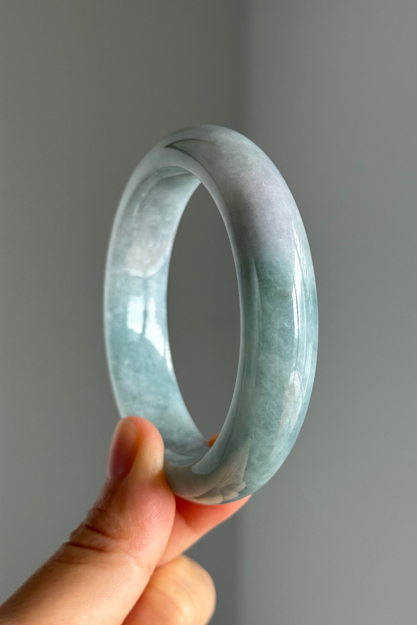 #0338 Icy Blue Jade Bangle Size 55.4