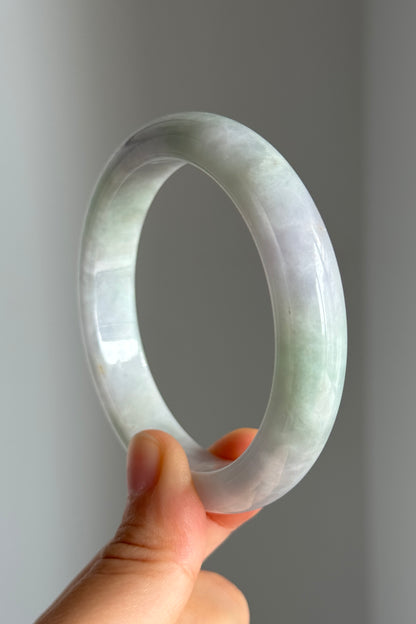 #0343 Icy Lavender Green Jade Bangle Size 58.1