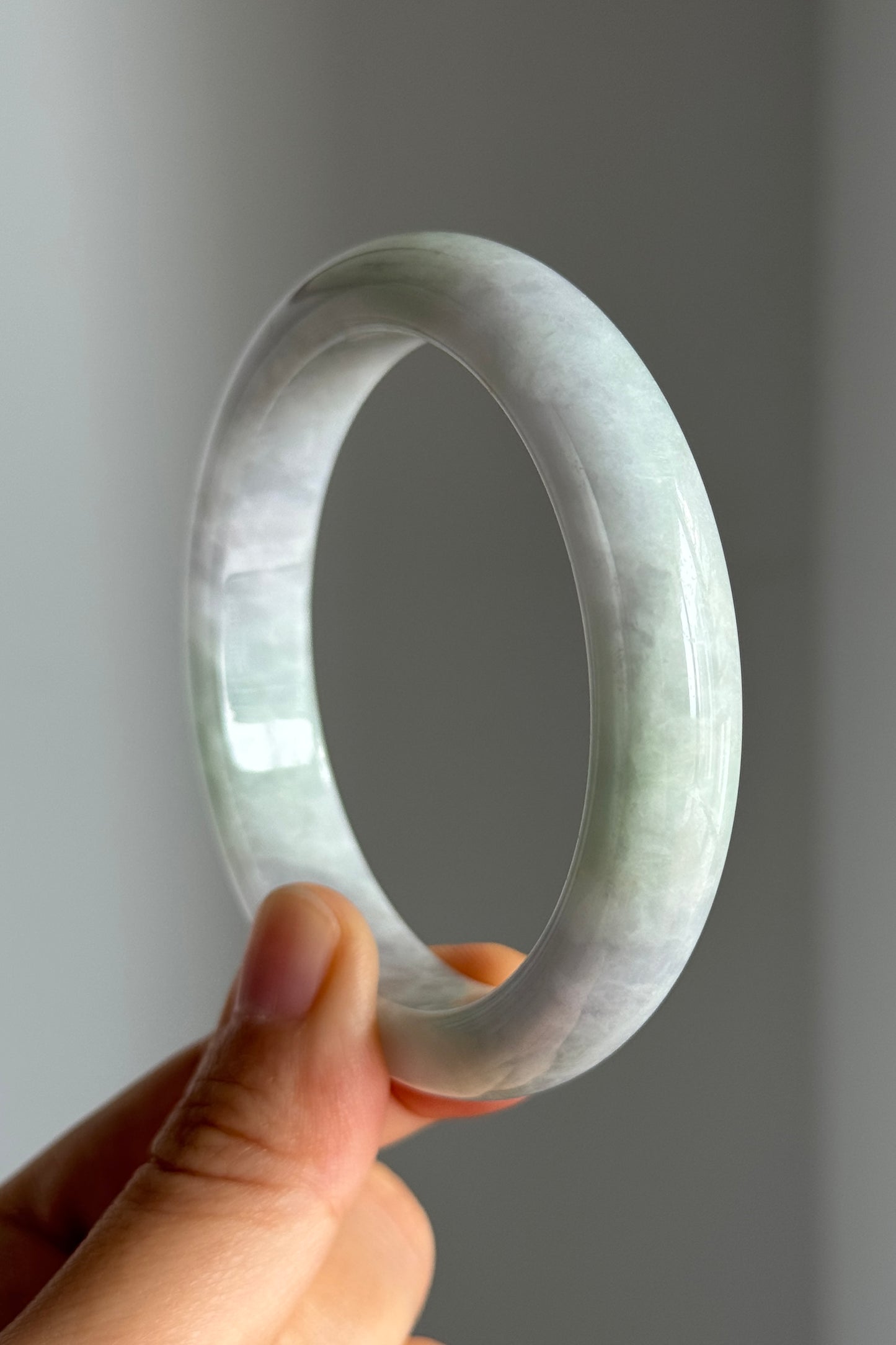 #0343 Icy Lavender Green Jade Bangle Size 58.1